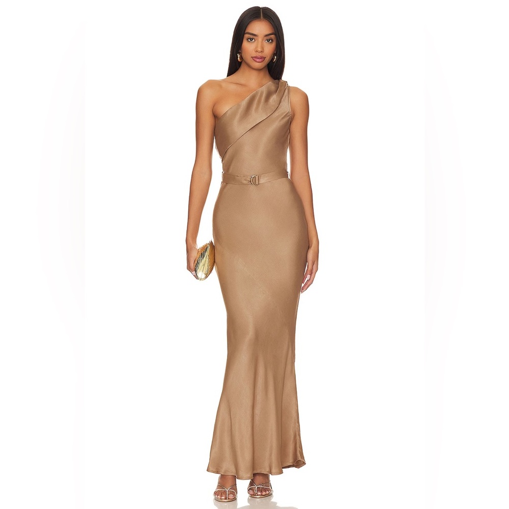 Gorgeous Karina Grimaldi one shoulder dress. Only work once.